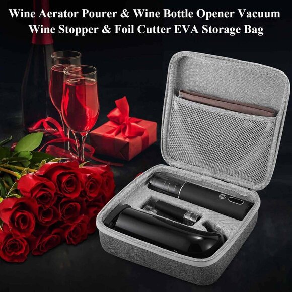 Electric Wine Opener Gift Set with Aerator, Stopper, Decanter & Storage Bag - Picture 7 of 7